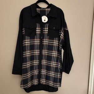Black and Plaid Button-Up Shirt
